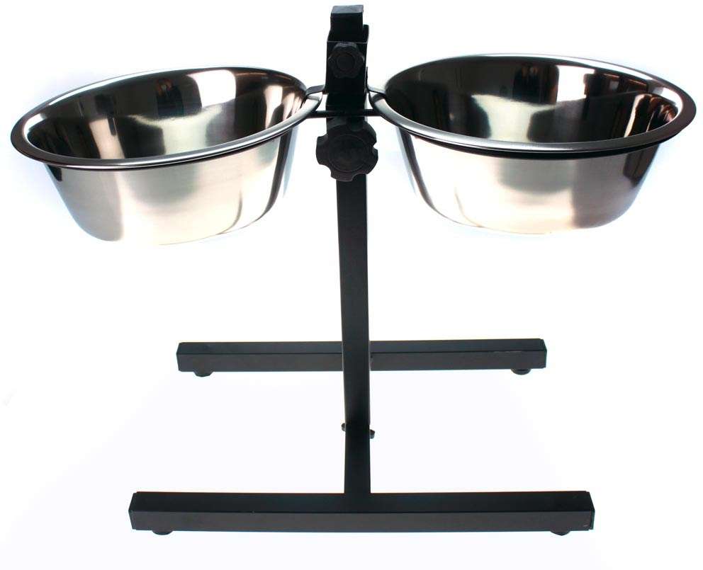 Comedouro Duplo de Inox Ajustável em Altura Chalesco - Tam. Único