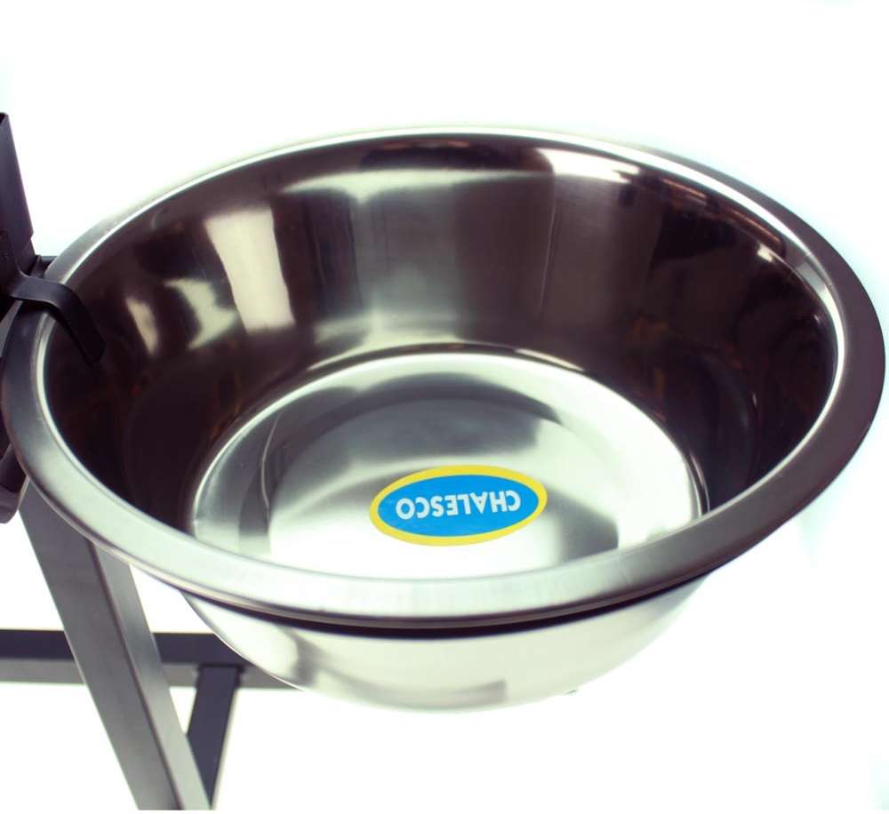 Comedouro Duplo de Inox Ajustável em Altura Chalesco - Tam. Único