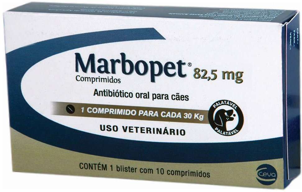 Antibiótico Ceva Marbopet 82,5 mg - 10 Comprimidos