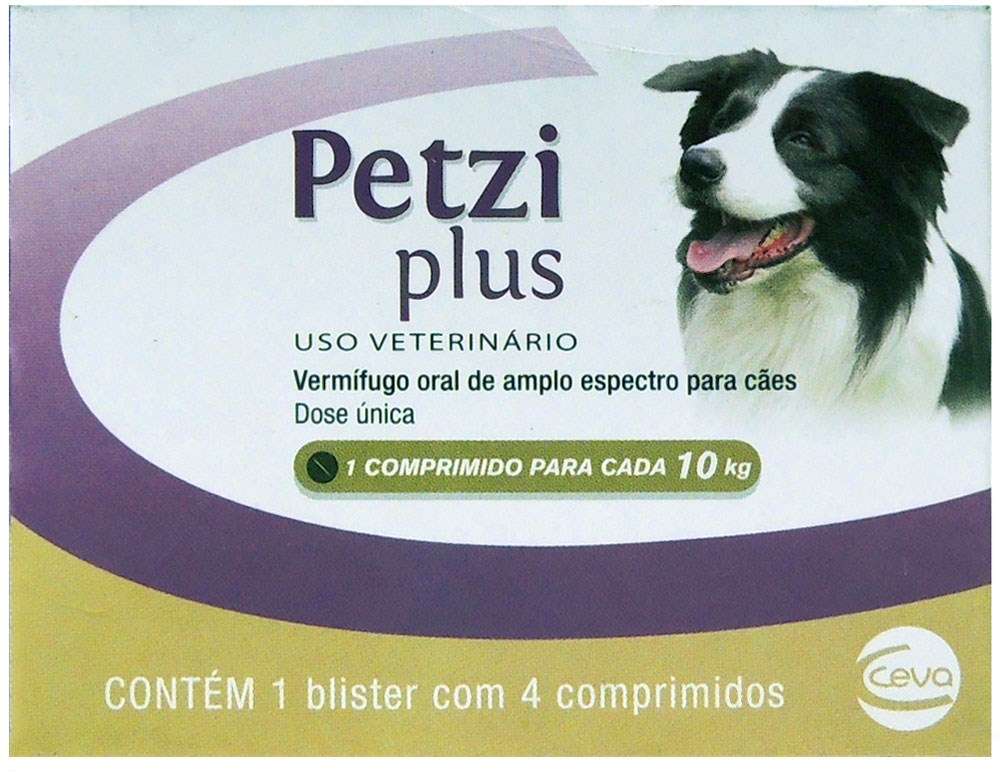 Vermifugo Ceva Petzi Plus 700 mg para Cães de 5 a 10Kg - 4 Comprimidos