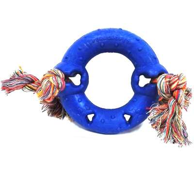 Anel Maciço Borracha com Corda Azul - Tam P