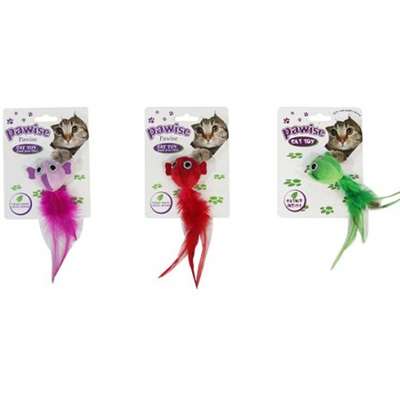 Brinquedo Pawise Pássaro com Pena e Catnip - Vermelho