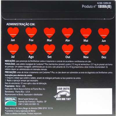 Cardomec Plus Marrom Cães acima de 22kg - 6 tabletes