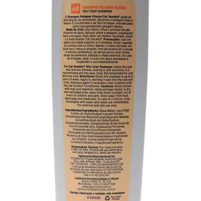 Shampoo Cat Pet Society Pelagem Oleosa - 300ml