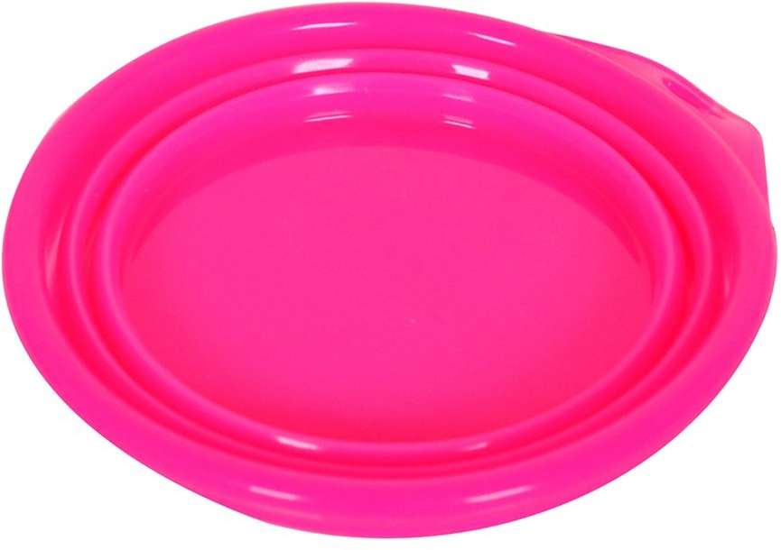 Comedouro Portátil American Pets Tigela de Silicone Rosa Retrátil - 420 mL