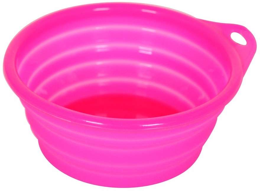 Comedouro Portátil American Pets Tigela de Silicone Rosa Retrátil - 420 mL
