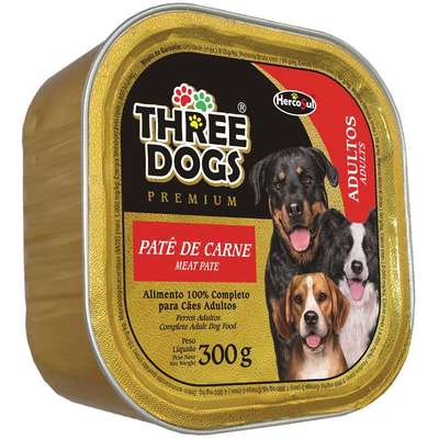 Ração Hercosul Three Dogs Patê de Carne para Cães Adultos - 300 g