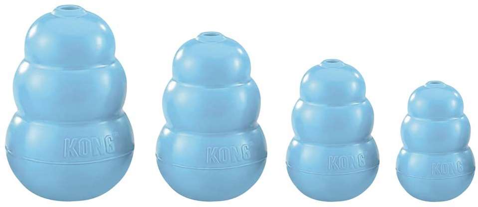 Brinquedo Interativo KONG Puppy Kp3 com Dispenser de Ração ou Petisco Azul para Filhotes - Tam. P