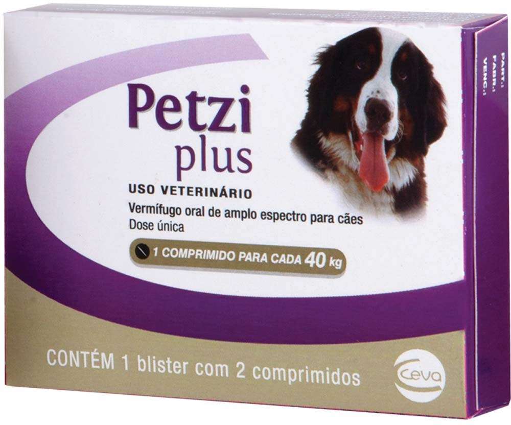 Vermifugo Ceva Petzi Plus 2,8 g para Cães de 10 a 40Kg - 2 Comprimidos