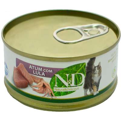RaÃ§Ã£o Farmina N & D Ãmida de Atum e Lula para Gatos