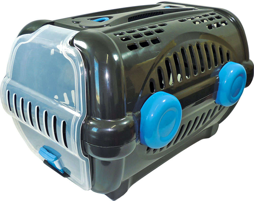 Caixa de Transporte Furacão Pet Luxo Preto com Azul - Tam. 02