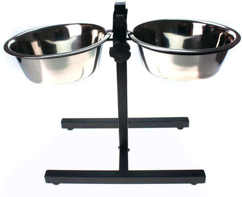 Comedouro American Pets Duplo Ajustável de Inox - 1,9 Litros