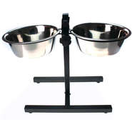 Comedouro American Pets Duplo Ajustável de Inox - 1,9 Litros