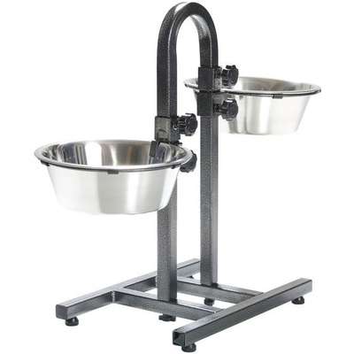 Comedouro Chalesco Duplo Ajustável de Inox - 3,41 Litros