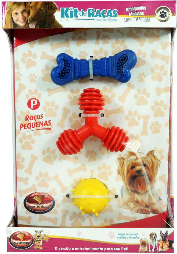 Kit de Brinquedos Furacão Pet para Raças Pequenas - Tam. Único