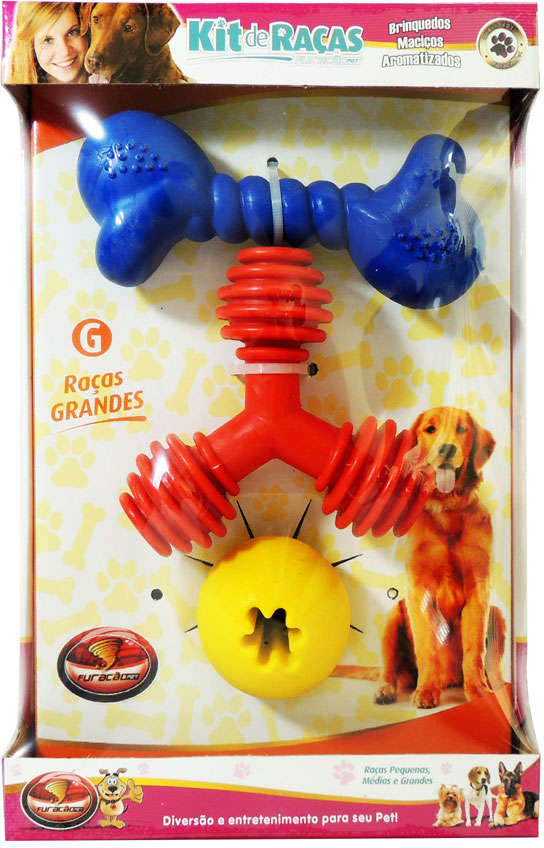 Kit de Brinquedos Furacão Pet para Raças Grandes - Tam. Único