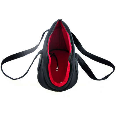 Bolsa Transporte Bichinho Chic Preto com Vermelho
