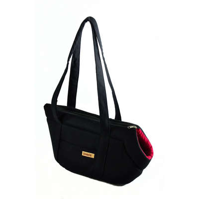 Bolsa Transporte Bichinho Chic Preto com Vermelho