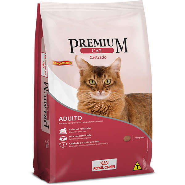 embalagem frontal da ração Royal Canin Premium gatos castrados