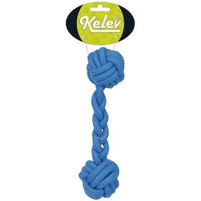 Brinquedo Jambo Mordedor Corda Osso Azul Kelev