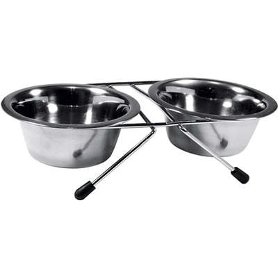 Comedouro Jambo Inox Duplo Suporte Baixo
