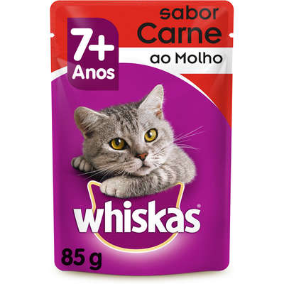 Ração Whiskas Sachê Sabor Carne ao Molho para Gatos Adultos