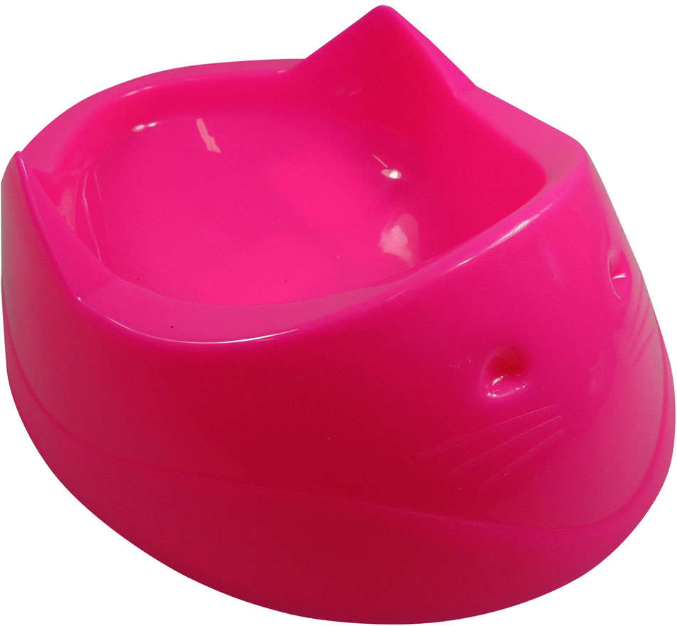 Comedouro Plástico Furação Pet Cara do Gato 200 mL - Rosa