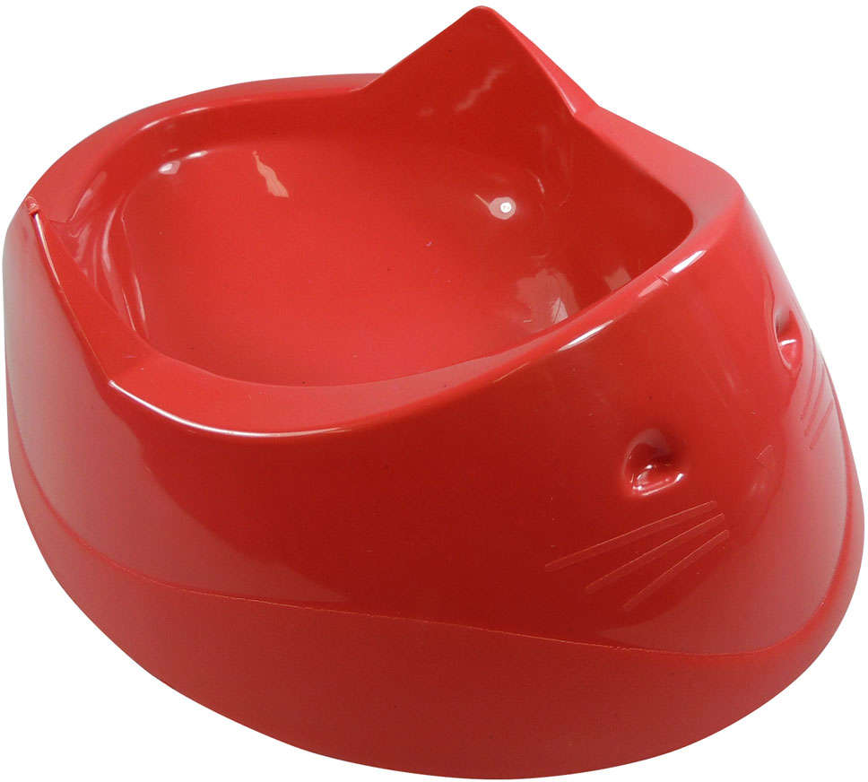 Comedouro Plástico Furação Pet Cara do Gato 200 mL - Vermelho