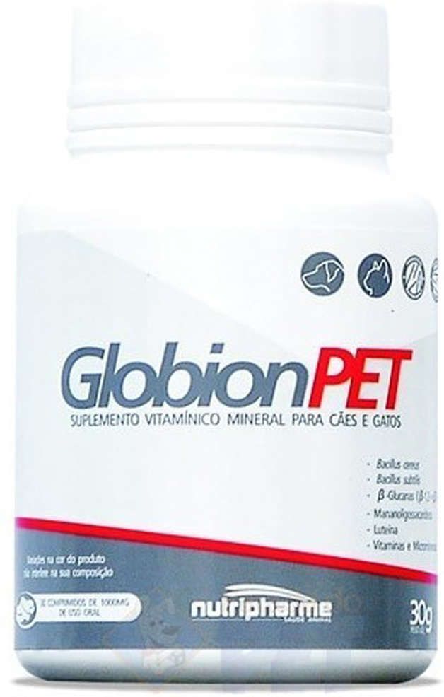 Suplemento Vitamínico Nutripharme GlobionPET para Cães e Gatos - 30 Comprimidos