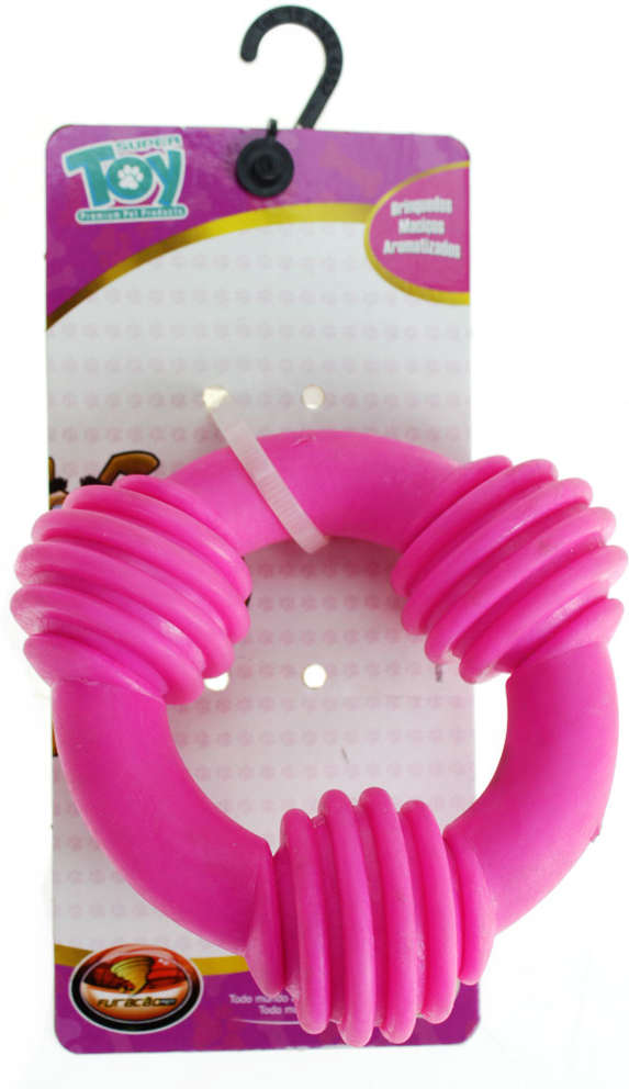Brinquedo Anel Maciço de Borracha Especial Rosa - Tam. P