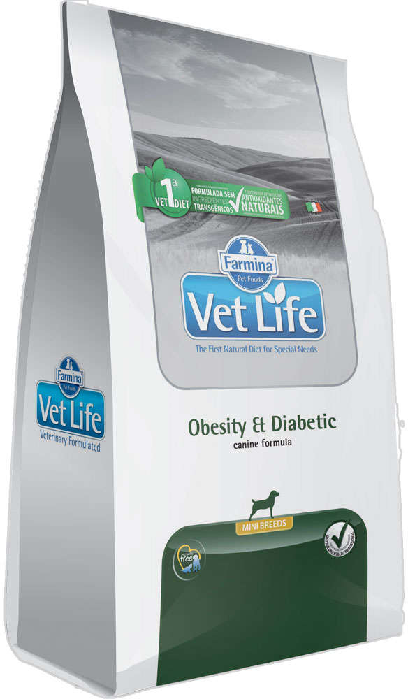 Ração Farmina Vet Life Natural Obesity e Diabetic para Cães Mini - 2Kg