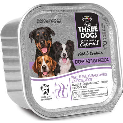 Pate Threedogs Premium Especial Digestão Favorecida Cordeiro para Cães 