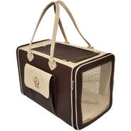 Bolsa de Transporte São Pet Paris em Couro Ecológico Marrom - Tam. 02