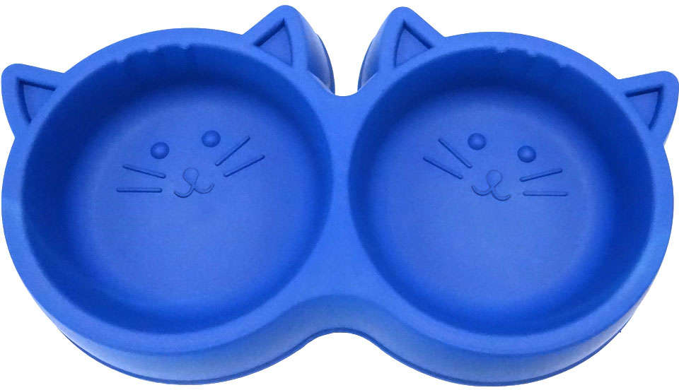 Comedouro Pet Injet Duplo Gato Luxo Azul -250 mL