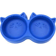 Comedouro Pet Injet Duplo Gato Luxo Azul -250 mL