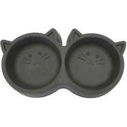 Comedouro Pet Injet Duplo Gato Luxo Preto - 250 mL