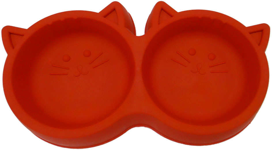 Comedouro Pet Injet Duplo Gato Luxo Vermelho - 250 mL