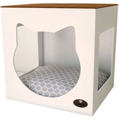 Cama Hello Pet Colmeia Cinza com Arranhador Branca