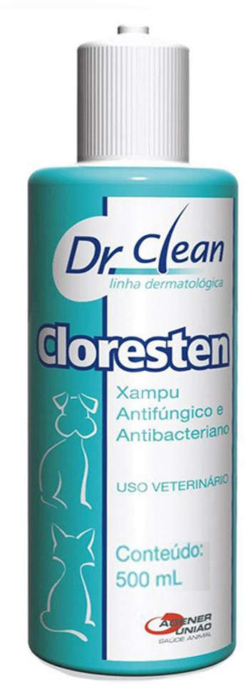 Shampoo Agener União Dr. Clean Cloresten Antifúngico e Antibacteriano para Cães e Gatos - 500 mL