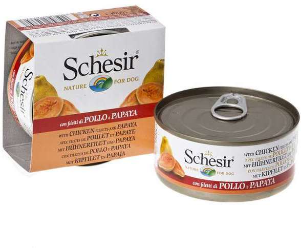 Ração Schesir Nature Dog Frango com Mamão em Lata para Cães - 150 g