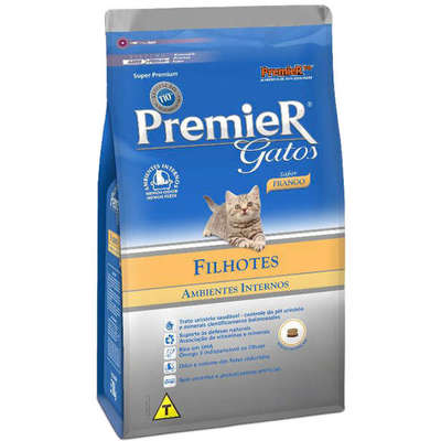 Ração Premier Pet Gatos Ambientes Internos Raças Grandes Filhotes Frango