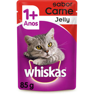 Ração Whiskas Sachê Jelly Carne para Gatos Adultos