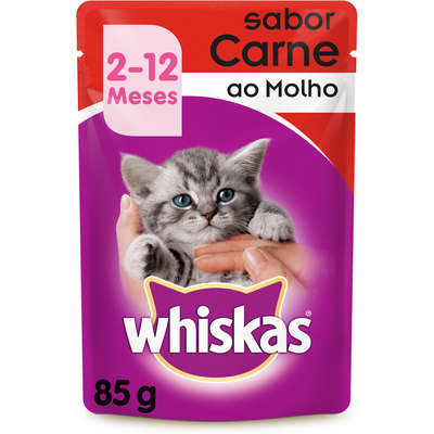 Ração Whiskas Sachê Carne para Gatos Filhotes