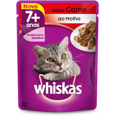 Ração Whiskas Sachê Sabor Carne ao Molho para Gatos Adultos