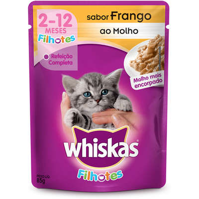 Ração Whiskas Sachê Frango para Gatos Filhotes