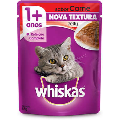 Ração Whiskas Sachê Jelly Carne para Gatos Adultos