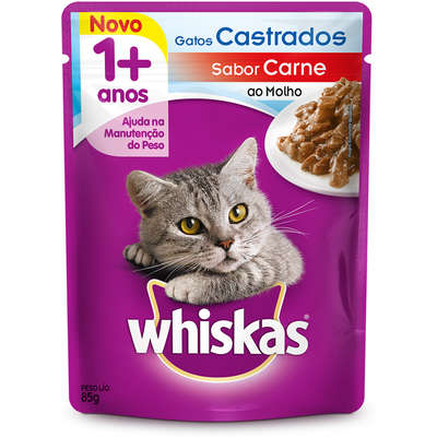Ração Whiskas Sachê Sabor Peixe ao Molho para Gatos Castrados	