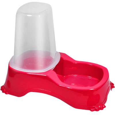 Comedouro e Bebedouro Pet Injet Automático de Dupla Função 1 Litro - Vermelho