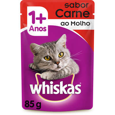 Ração Whiskas Sachê Carne para Gatos Adultos