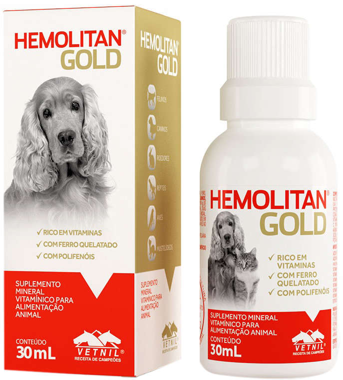 Suplemento Vetnil Hemolitan Gold Gotas - 30 mL
